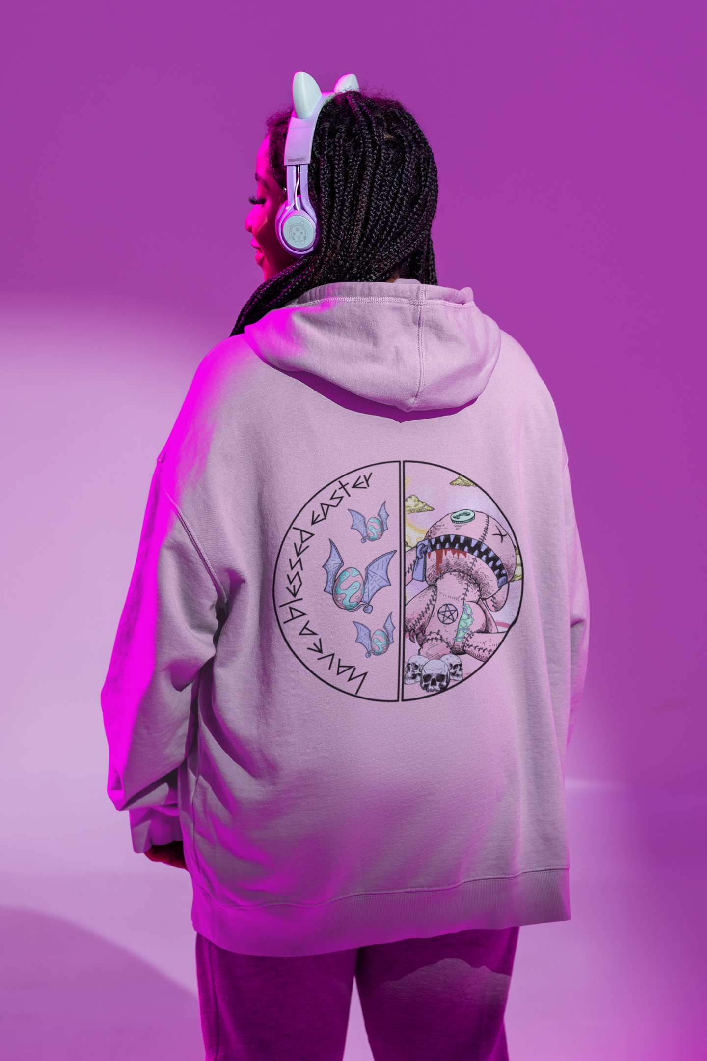 Easter Bunny Voodoo Unisex College Hoodie | Customizable Art | Side Seams for Shape Retention