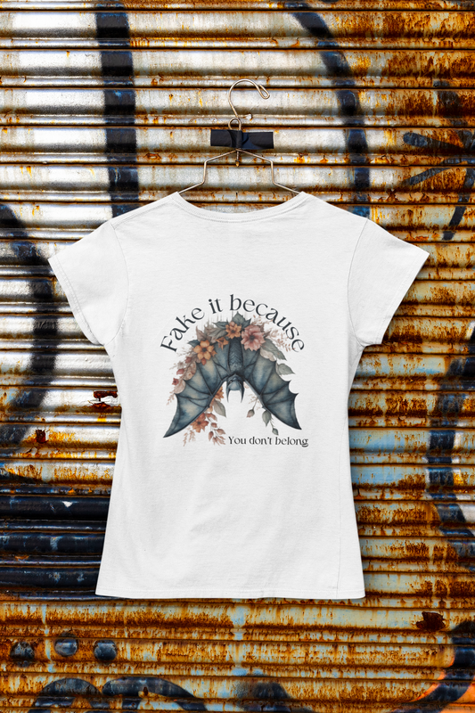 Premium Comfort meets Gothic Style: Fake It Floral Bat Unisex Heavy Cotton Tee