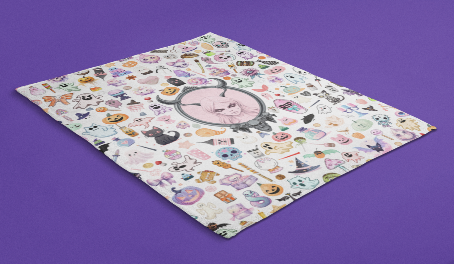Sherpa Fleece Blanket with Plush Backside - Stay warm with the Pastel Gothic Ghost Girl