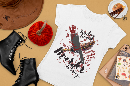 Unleash Your Literary Thriller with the Writing Because Murder Is Wrong Unisex Tee