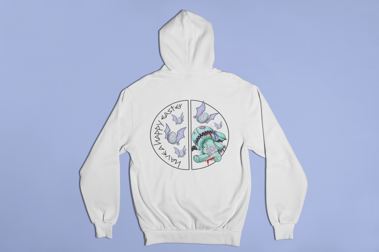 Skeleton Easter Bunny Unisex College Hoodie | Custom Art Sweatshirt | Multiple Colors Available