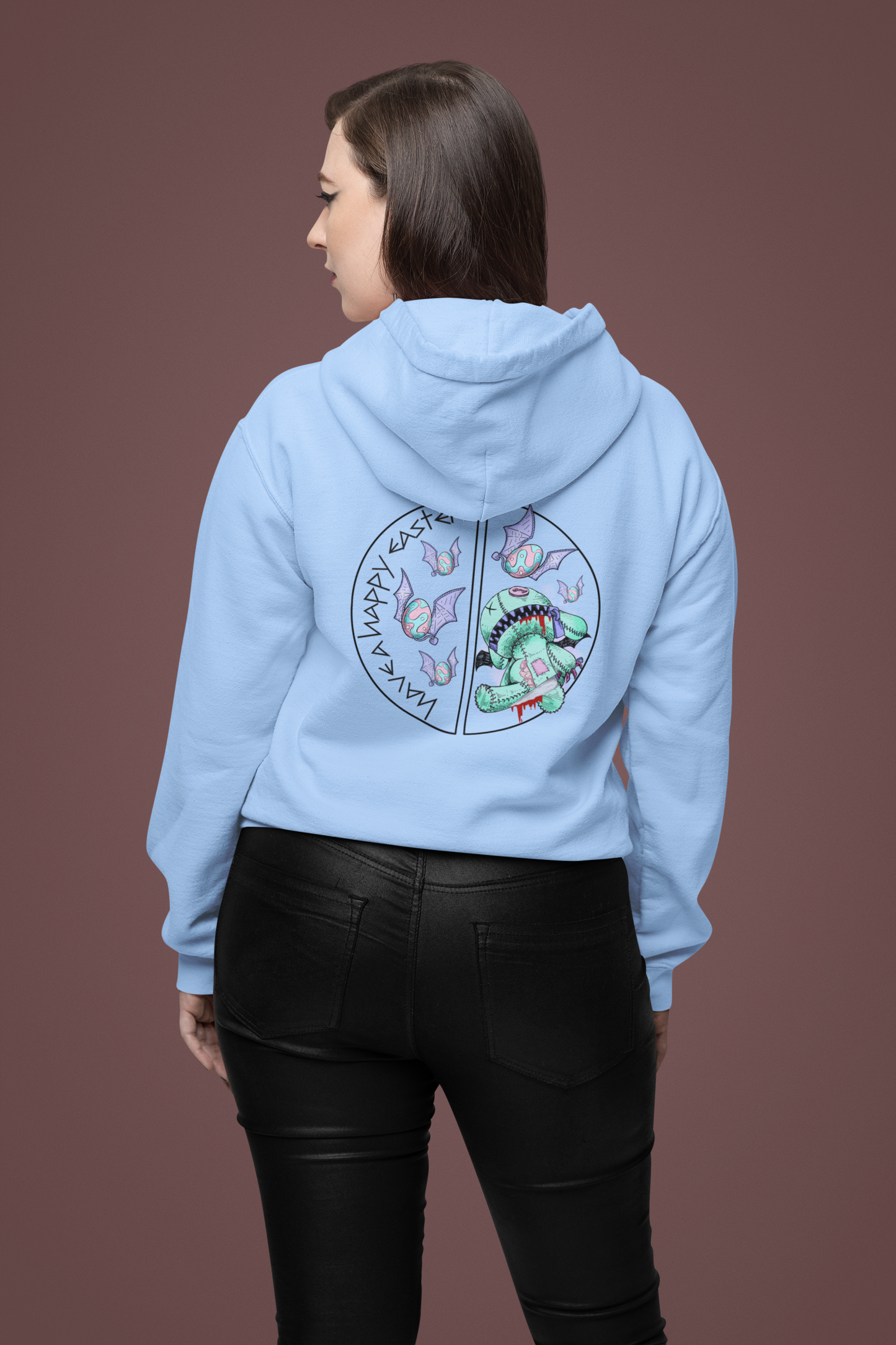Skeleton Easter Bunny Unisex College Hoodie | Custom Art Sweatshirt | Multiple Colors Available
