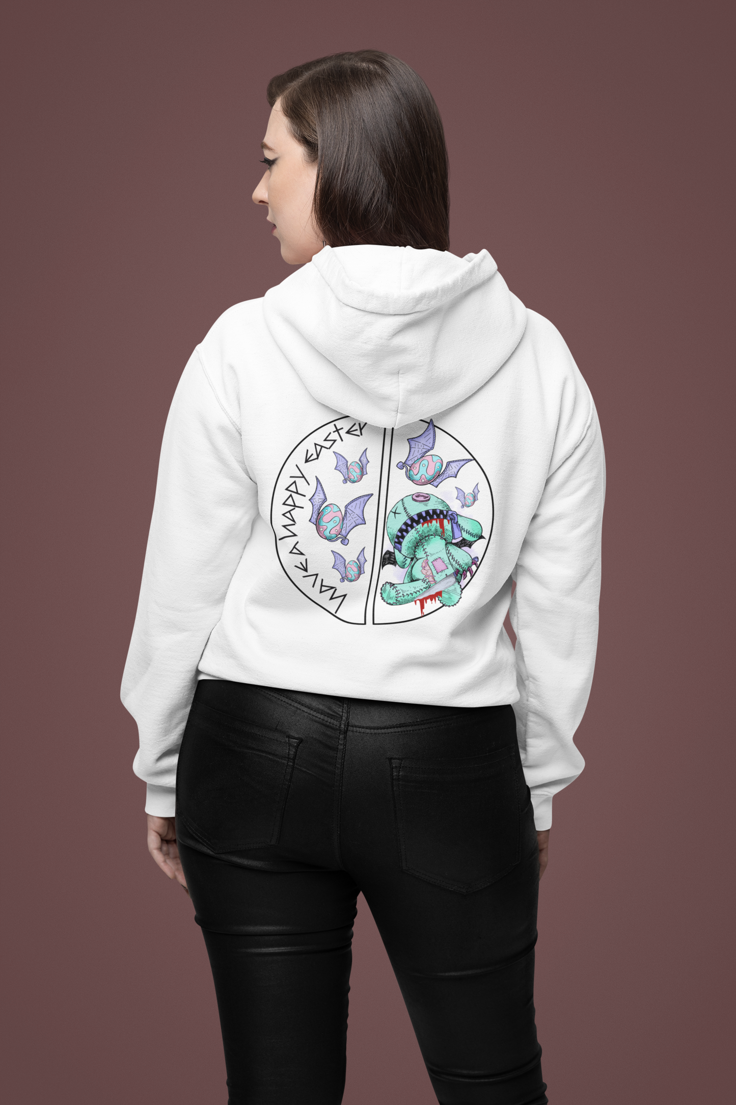 Skeleton Easter Bunny Unisex College Hoodie | Custom Art Sweatshirt | Multiple Colors Available