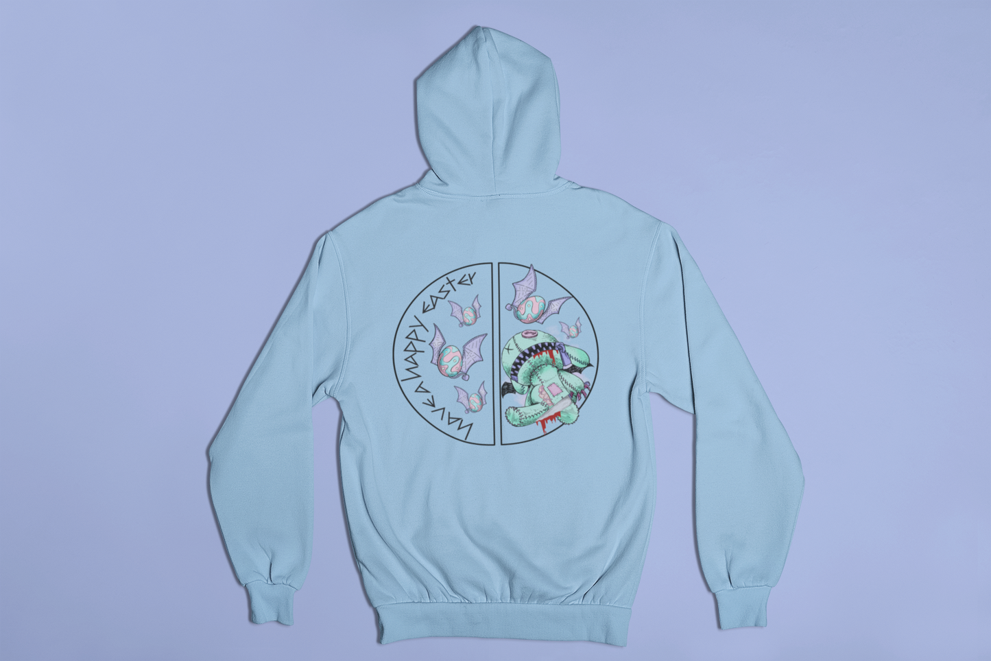 Skeleton Easter Bunny Unisex College Hoodie | Custom Art Sweatshirt | Multiple Colors Available