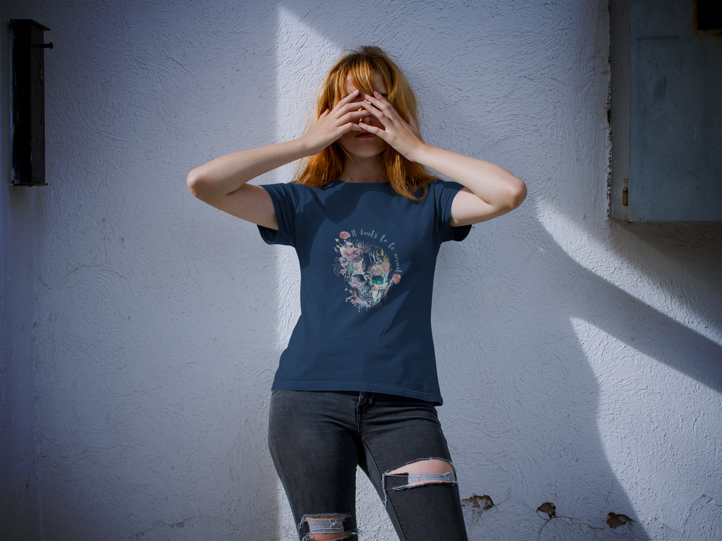 Floral Skull Graphic Tee - "It Hurts to Be Normal"