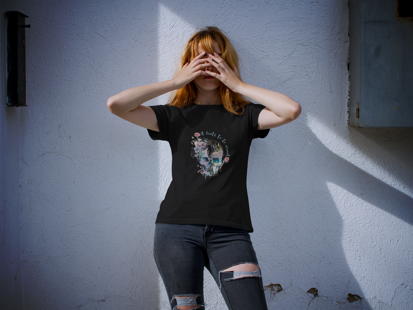 Floral Skull Graphic Tee - "It Hurts to Be Normal"