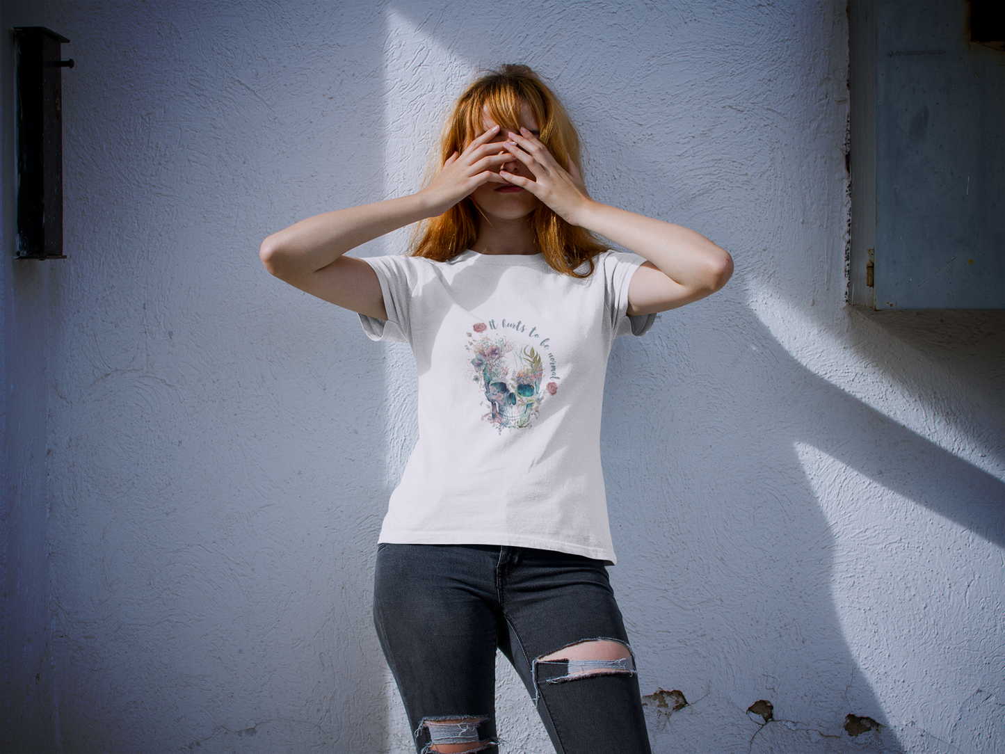 Floral Skull Graphic Tee - "It Hurts to Be Normal"