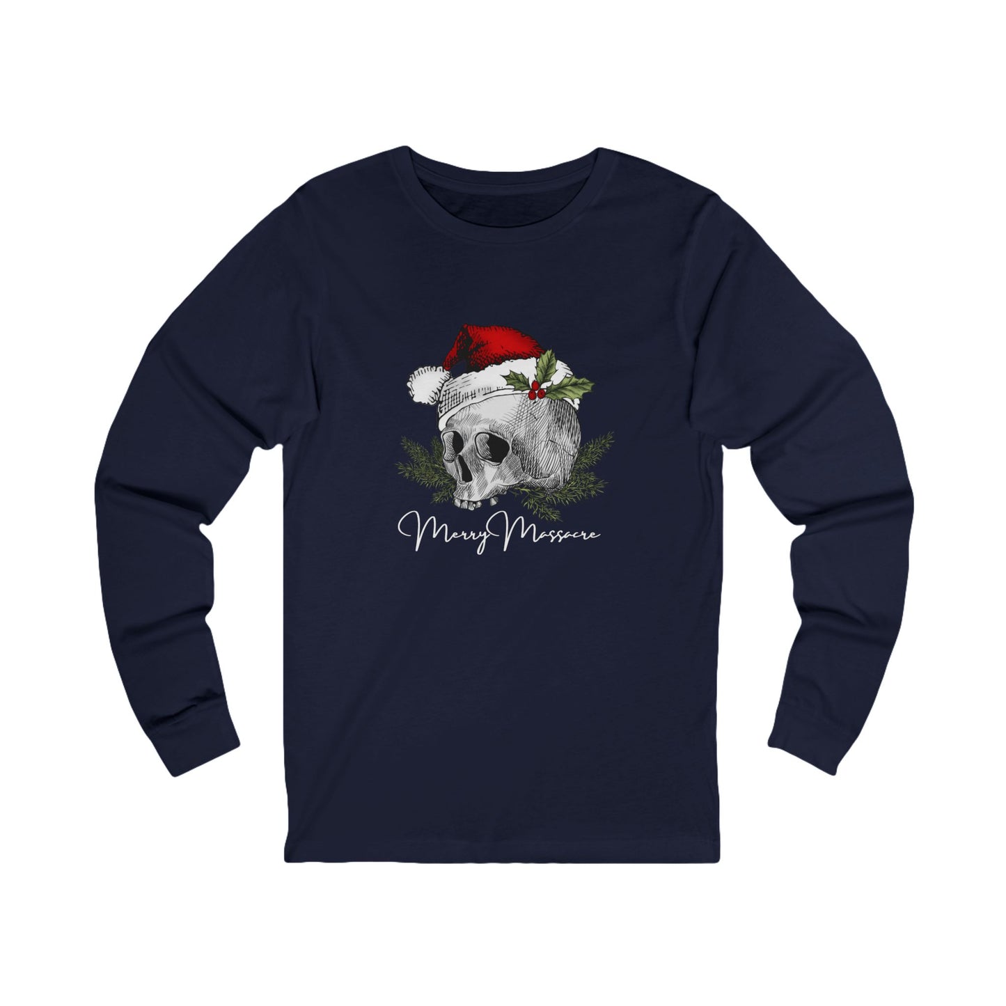 Skull Design Christmas Long Sleeve Tee - Unisex Jersey Tee for Holiday Vibes