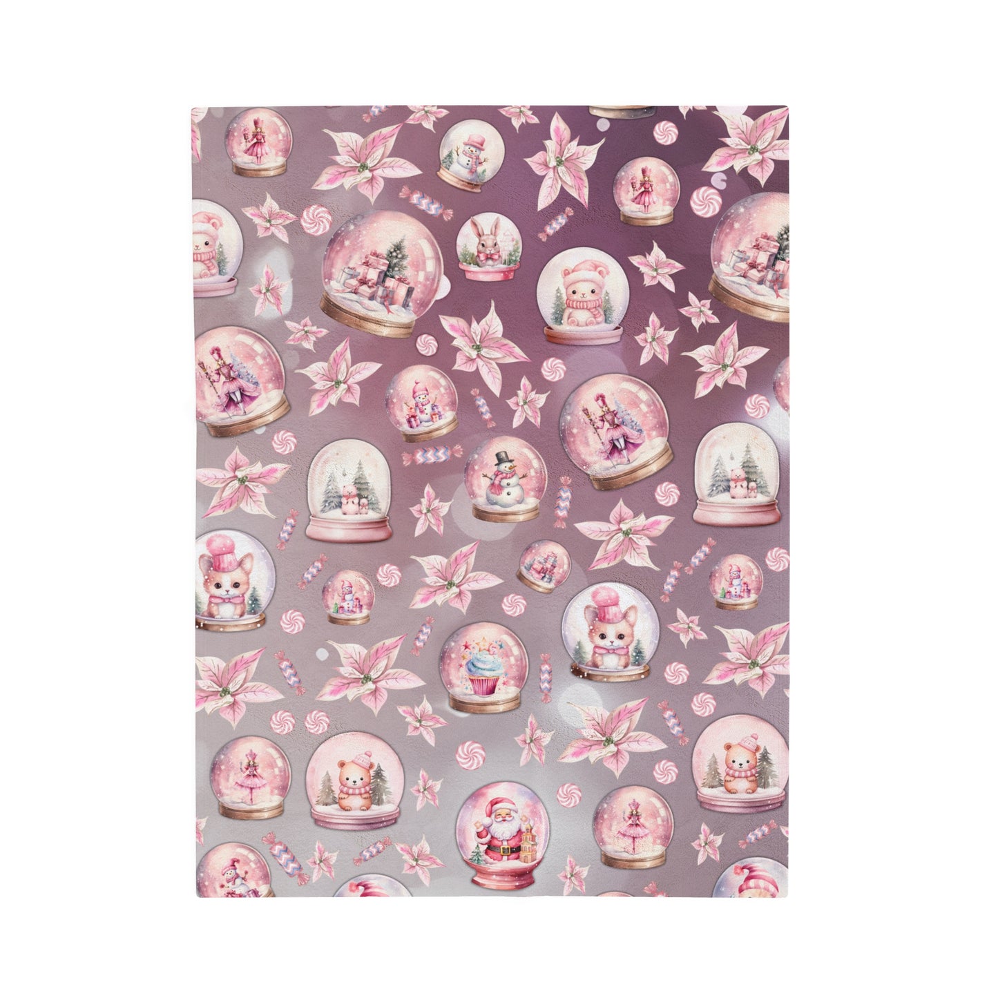 Snuggle up in Style with a Girls Pink Snowglobe Velveteen Plush Blanket | Available in Multiple Sizes | Perfect Gift Idea
