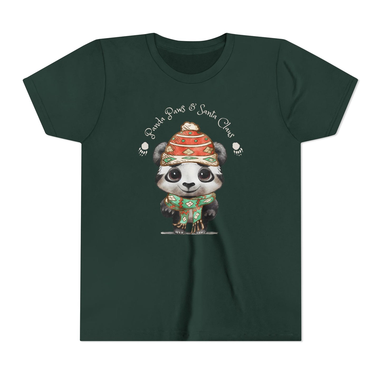 Adorable Panda Paws and Santa Claws Youth Short Sleeve Tee - Perfect Gift for Kids