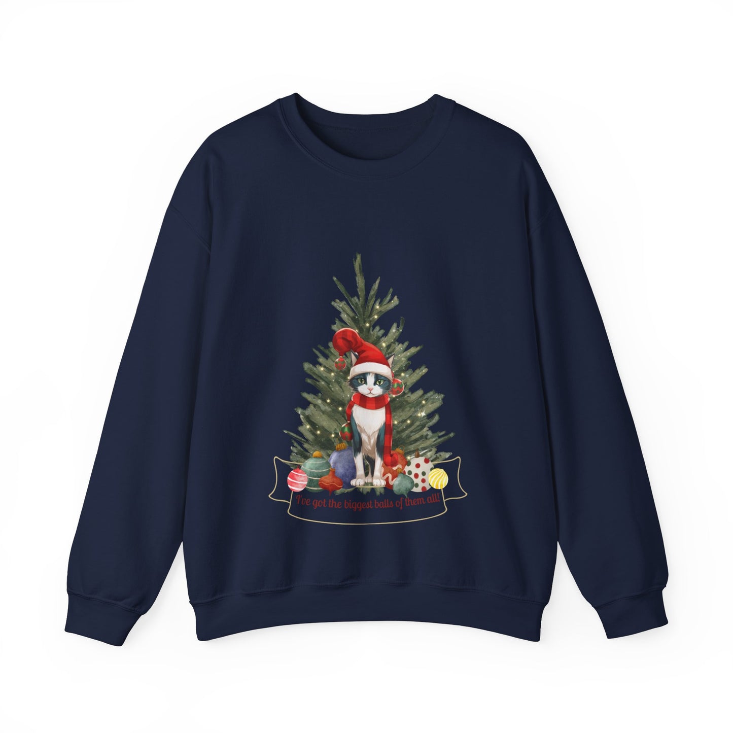 Spread the Laughter this Christmas with our Big Balls Christmas Cat Sweatshirt | Unisex Comfort and Style