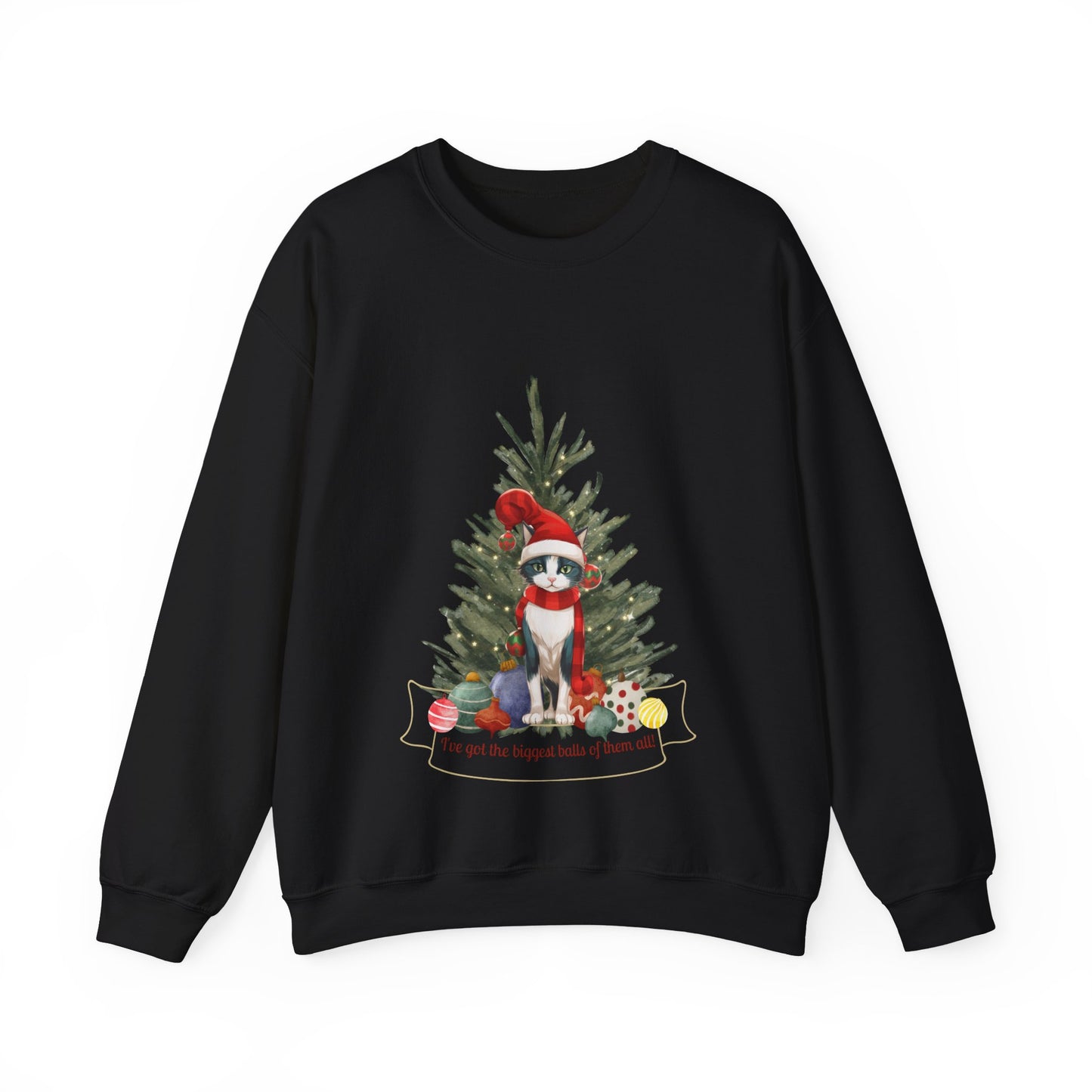 Spread the Laughter this Christmas with our Big Balls Christmas Cat Sweatshirt | Unisex Comfort and Style