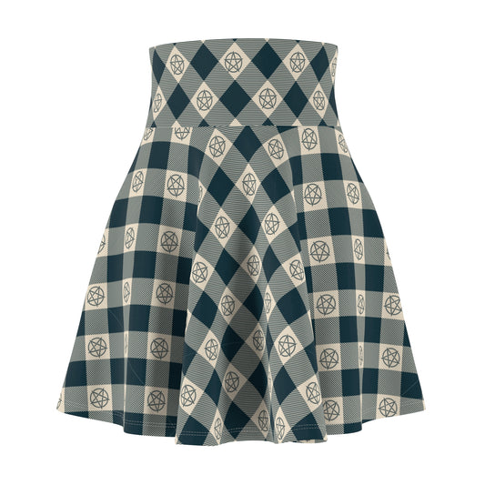 Pentagram Tartan Women's Skater Skirt - Cozy, Versatile and Perfect for Everyday