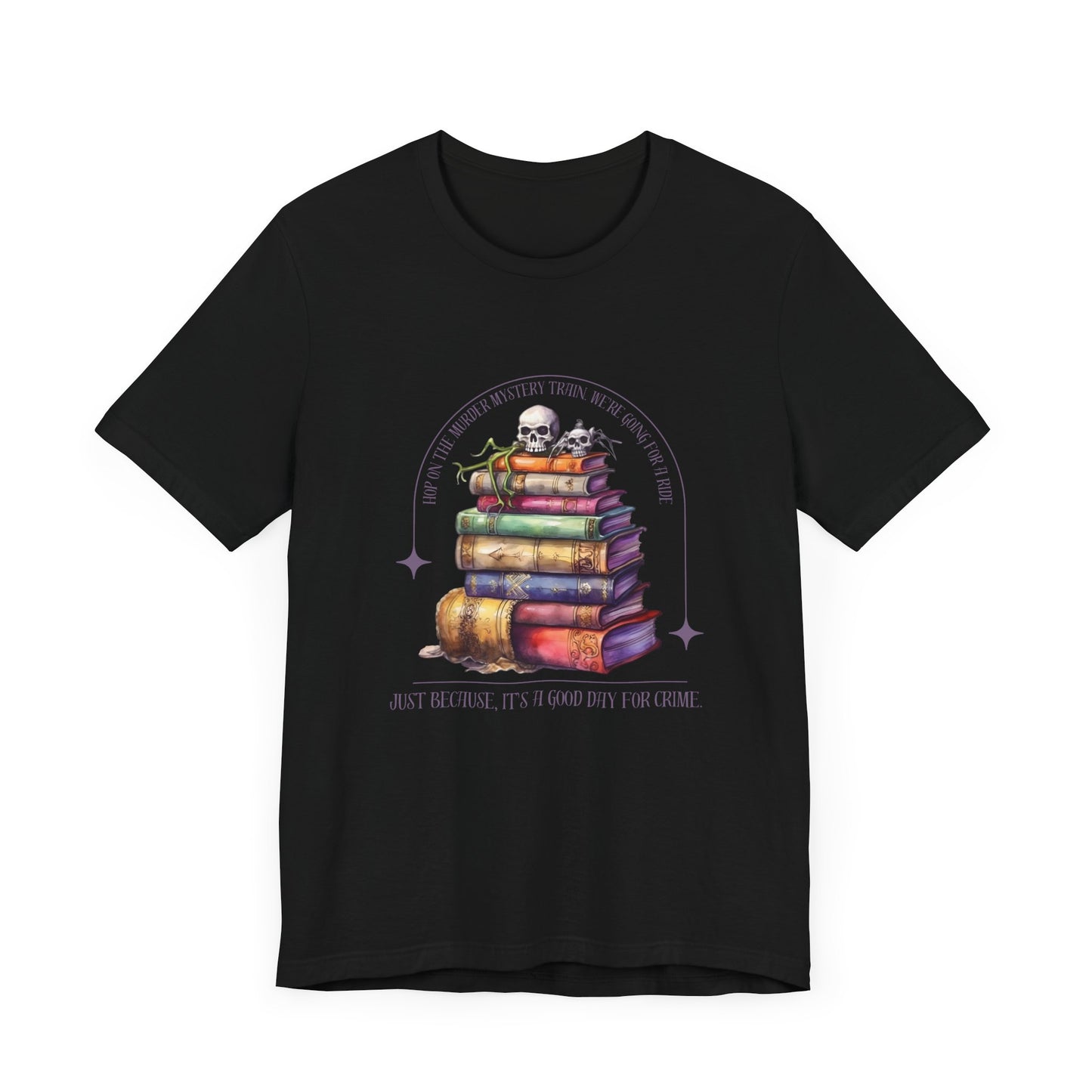 Skull and Book Unisex Tee - Murder Mystery Lover's Gift - Bookworm Apparel