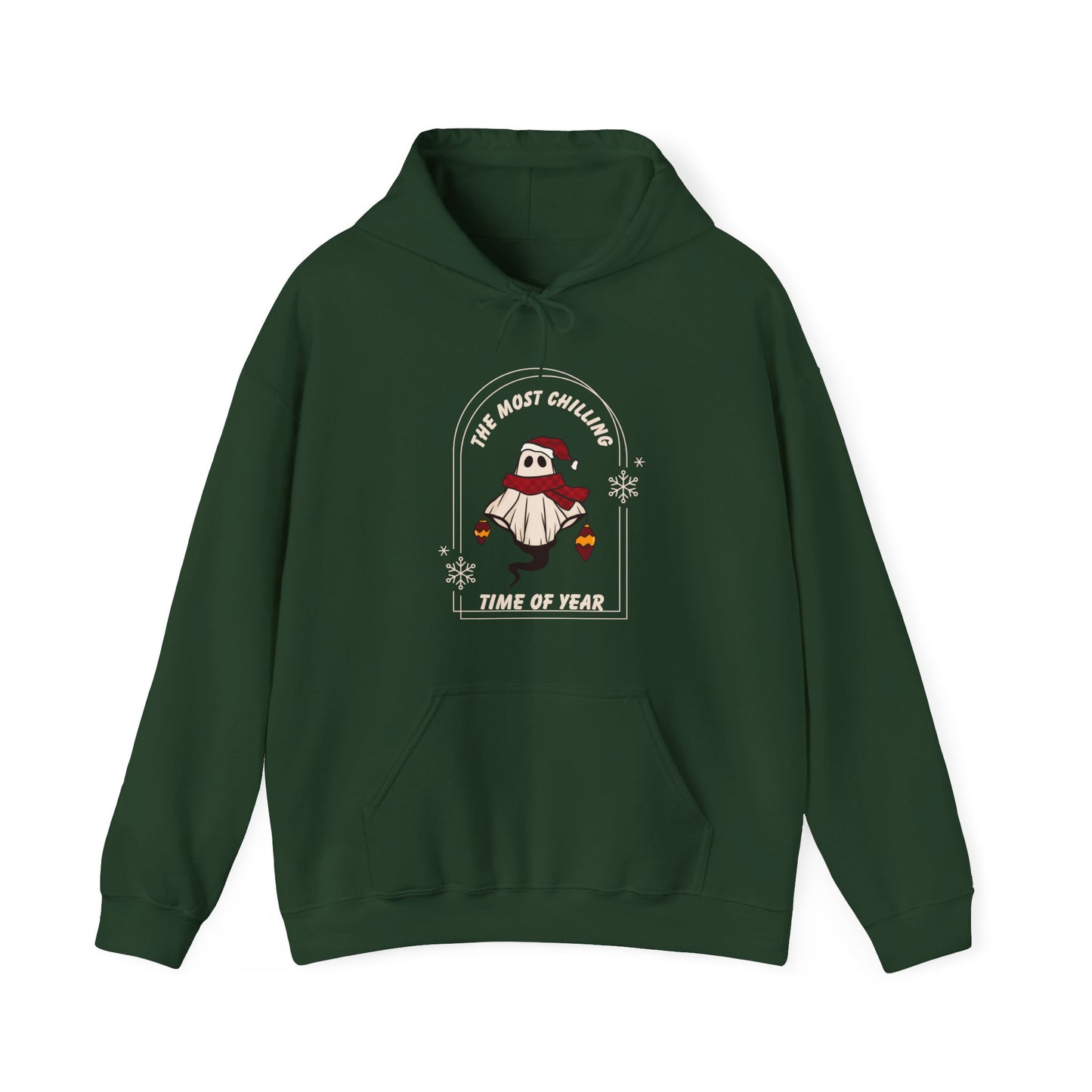 Stay Cozy this Winter with our Retro Ghost Unisex Heavy Blend Hooded Sweatshirt - Plush, Soft, and Warm with Holiday Spirit