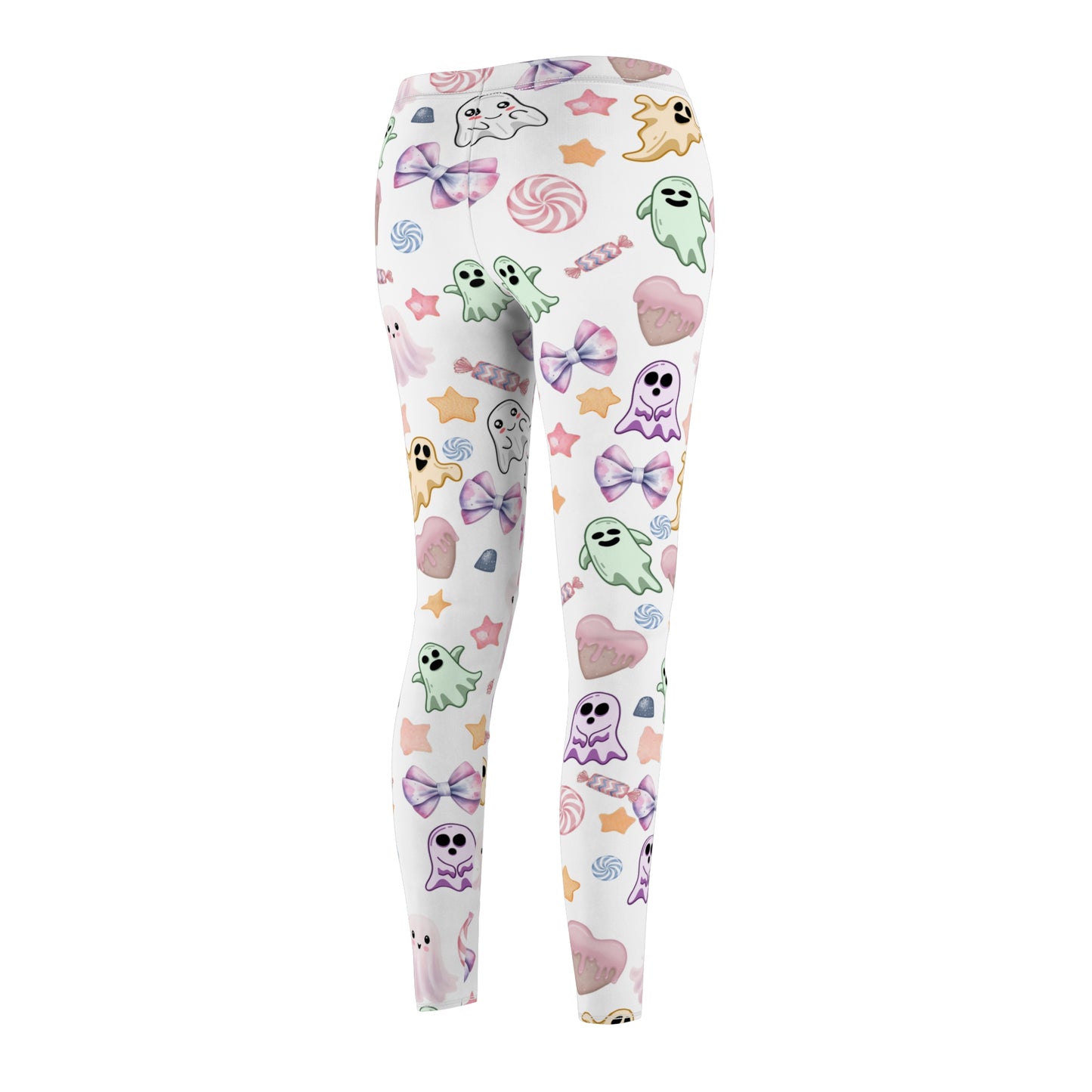 Boo-tastic Women's Cut & Sew Casual Leggings (AOP) - Cozy Pastel Comfort for Halloween Dreams