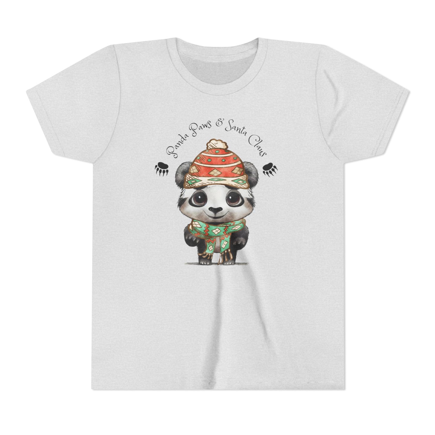 Adorable Panda Paws and Santa Claws Youth Short Sleeve Tee - Perfect Gift for Kids