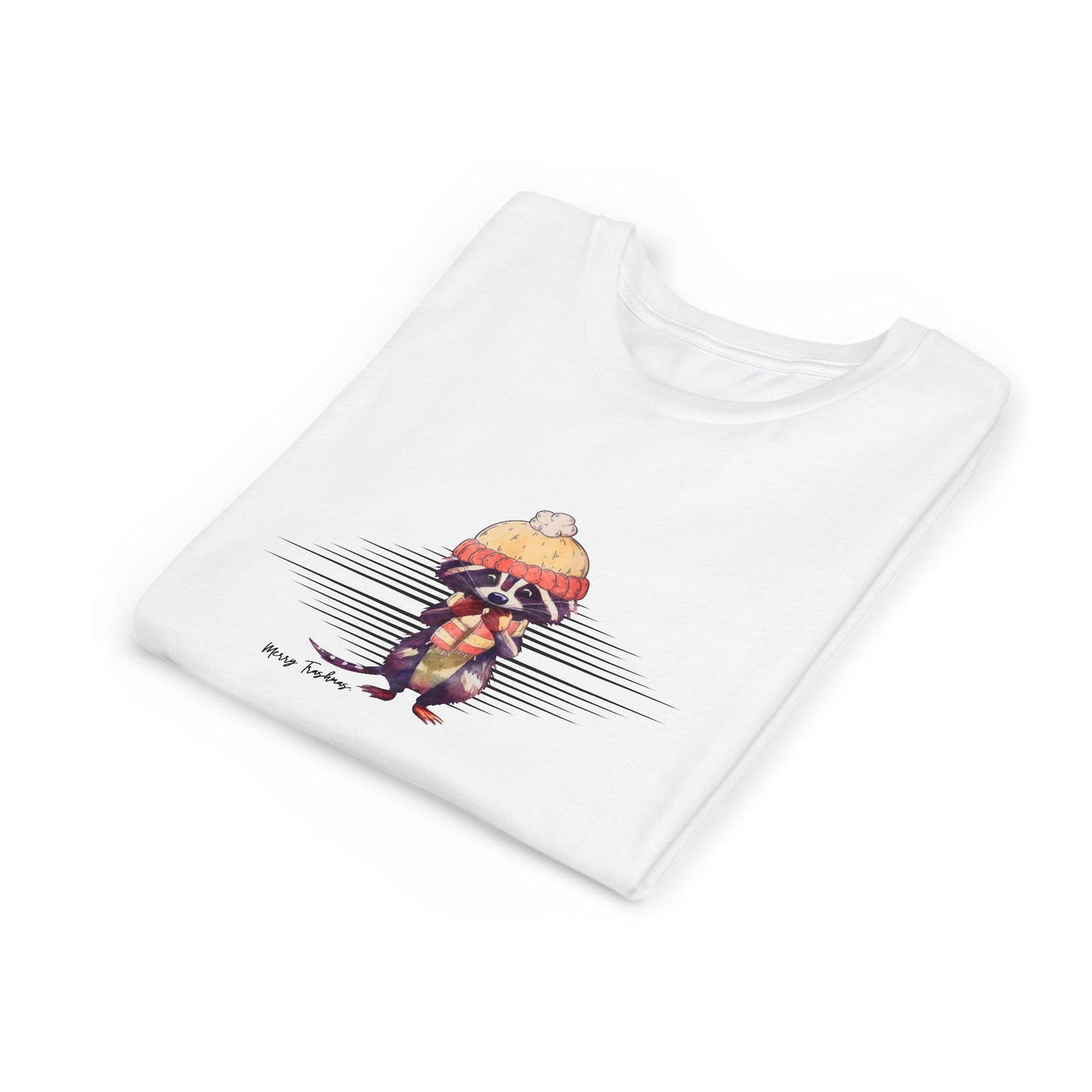 Merry Trashmas Raccoon Youth Short Sleeve Tee - Perfect for Cold Weather!