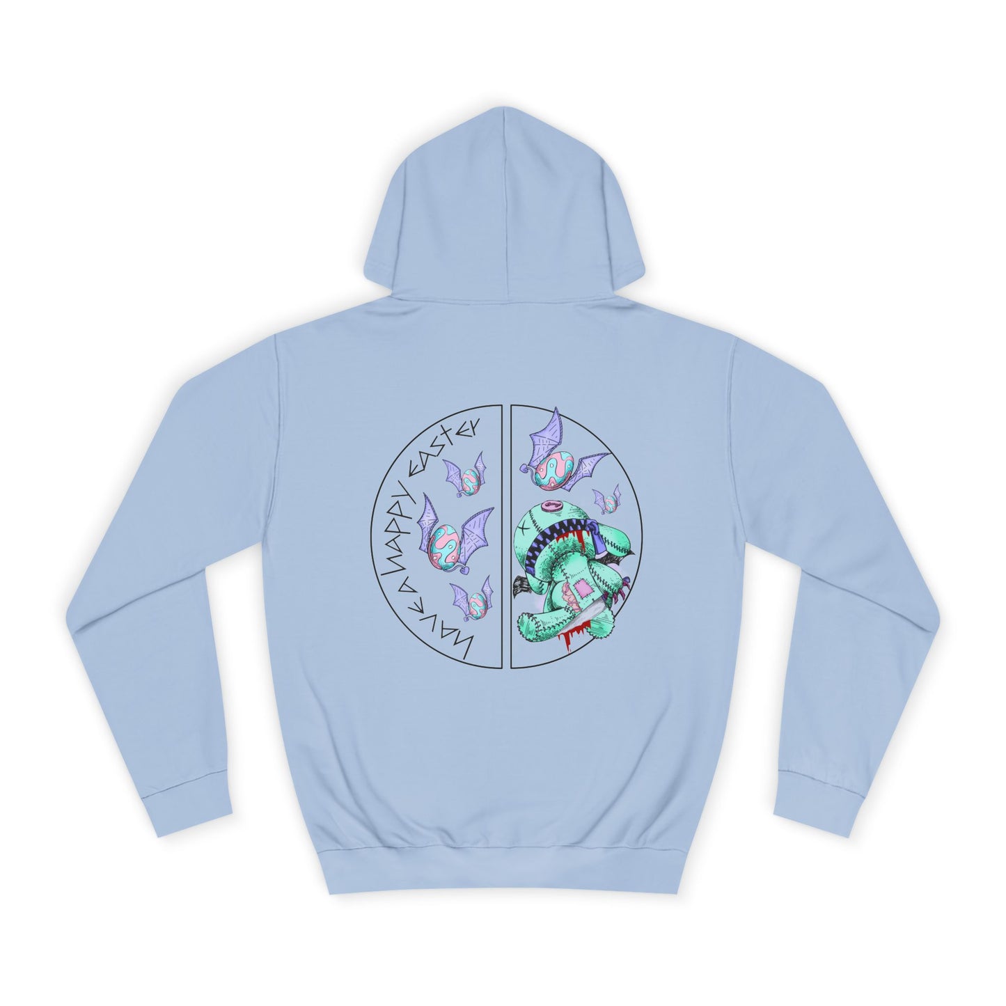 Skeleton Easter Bunny Unisex College Hoodie | Custom Art Sweatshirt | Multiple Colors Available