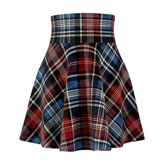 Red, White, and Blue Fourth of July Tartan Women's Skater Skirt - Made in the USA