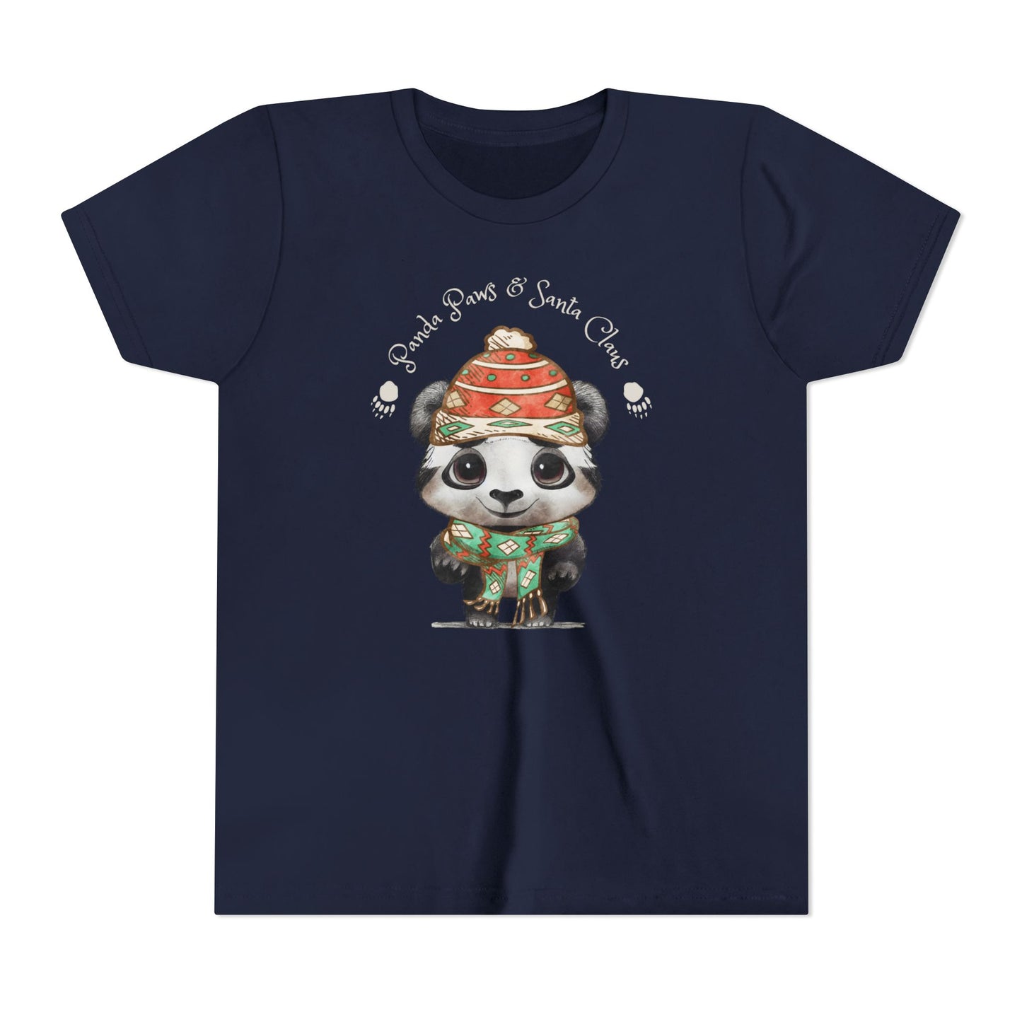 Adorable Panda Paws and Santa Claws Youth Short Sleeve Tee - Perfect Gift for Kids