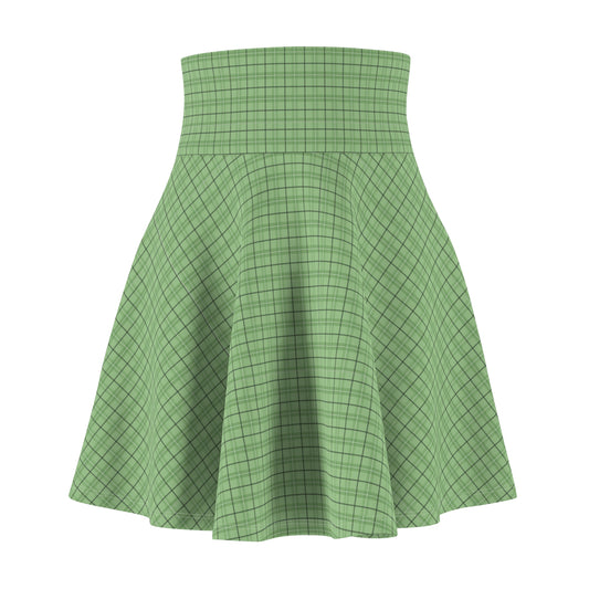 Lucky and Stylish: Four Leaf Clover Tartan Women's Skater Skirt on Croigormllc.com