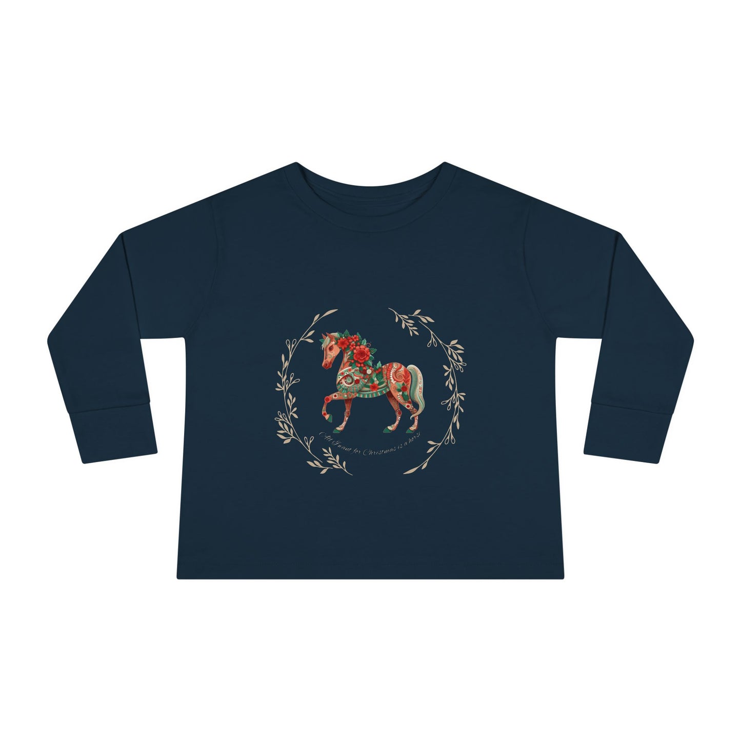 All I Want for Christmas is a Horse! Youth Long Sleeve Tee - Festive and Fun