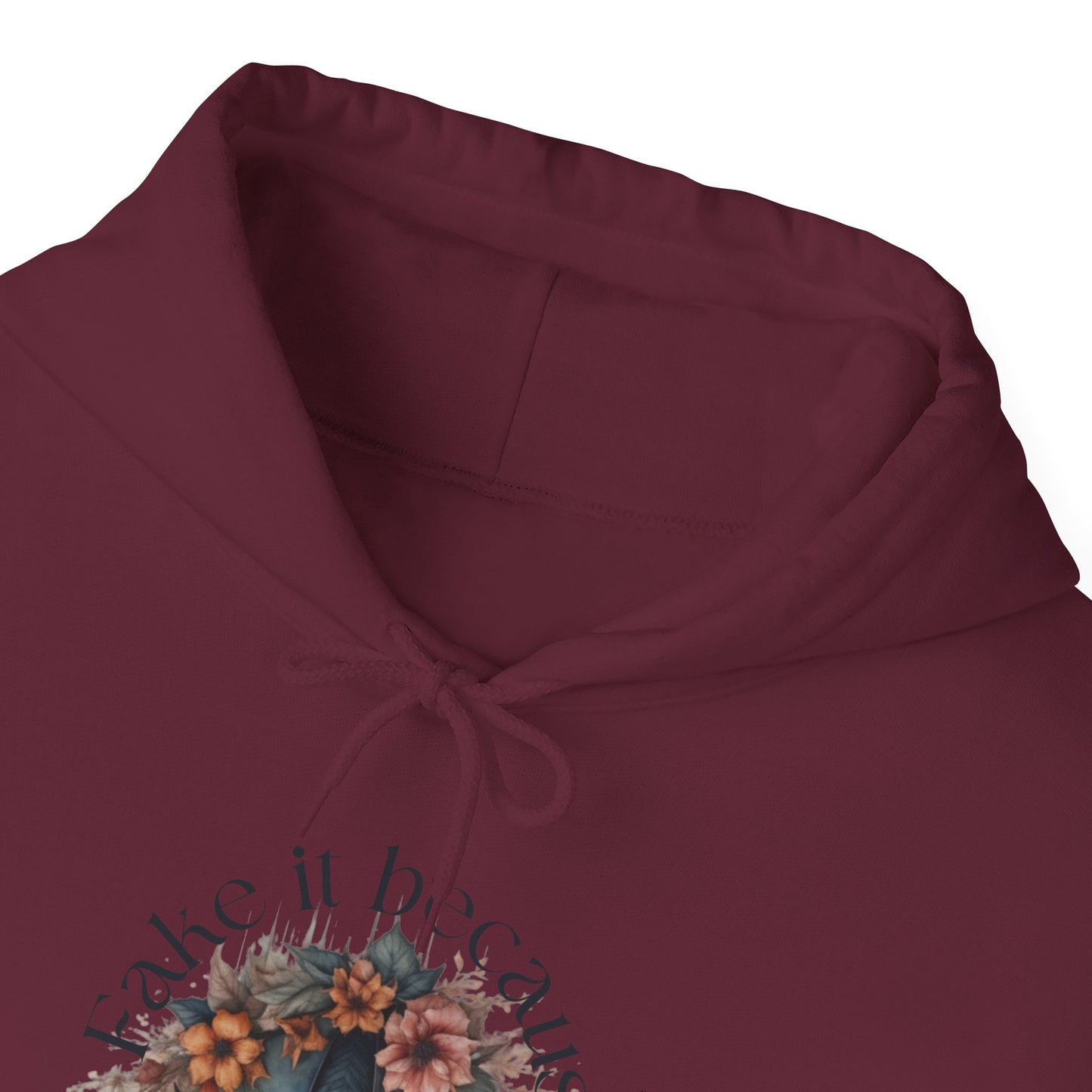 Add some edge to your wardrobe with our Fake it Floral Bats Hooded Sweatshirt - Unisex heavy blend - Stylish and practical for any occasion!