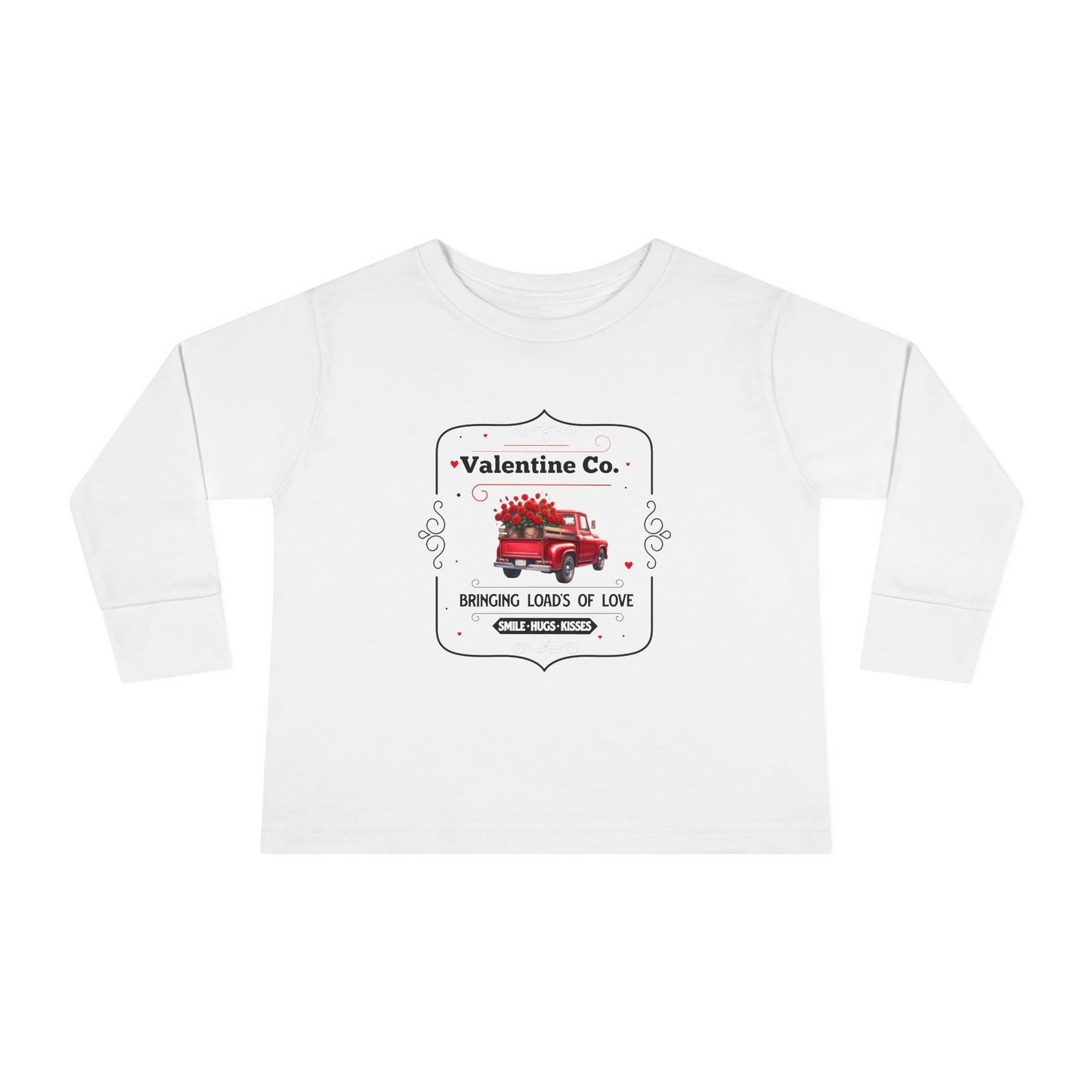 Adorable Valentine's Day Toddler Long Sleeve Tee - Heart Truck Design