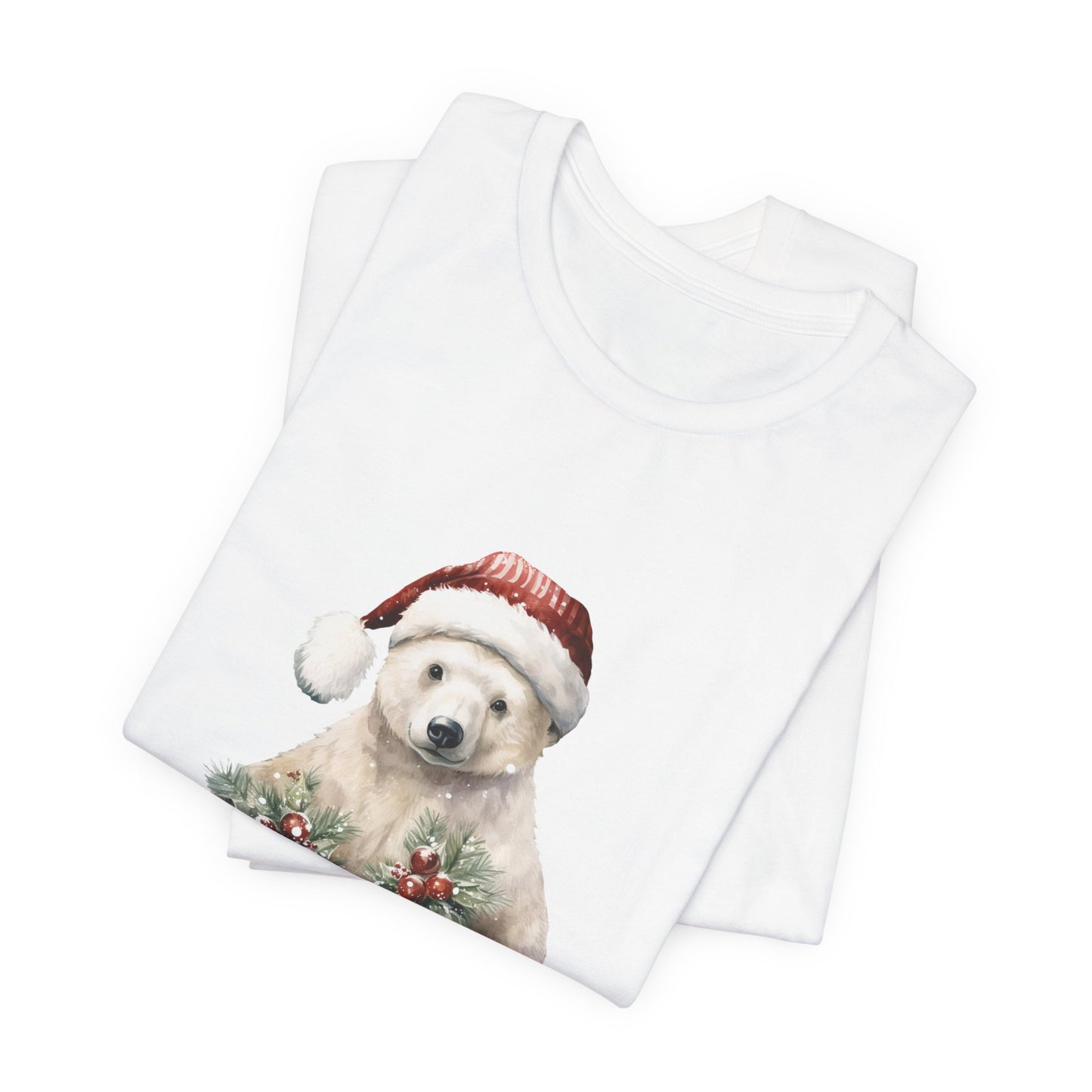 Christmas Polar Bear Tee - Cozy Unisex Holiday Shirt, Quality Print, Sustainable Fabric