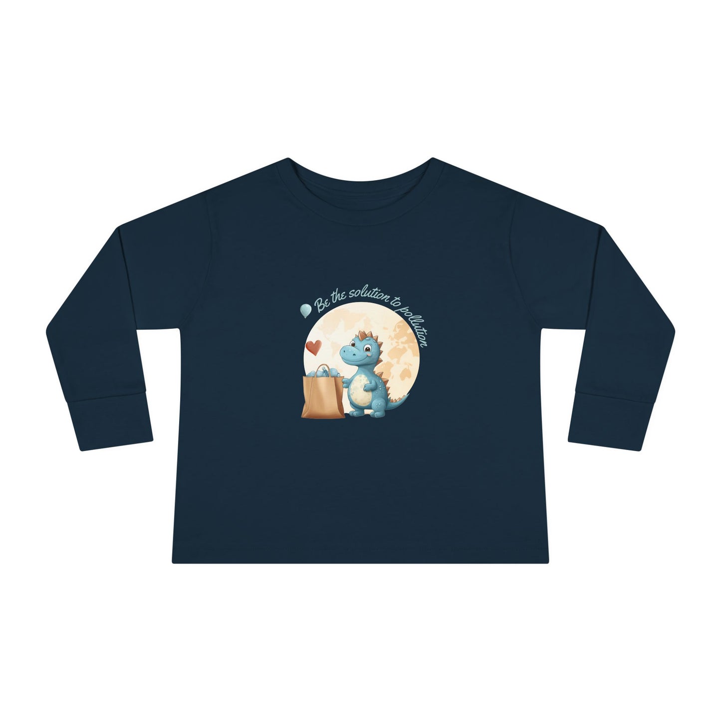 Recycling Dinosaur Love Toddler Long Sleeve Tee – Be the Solution to Pollution!