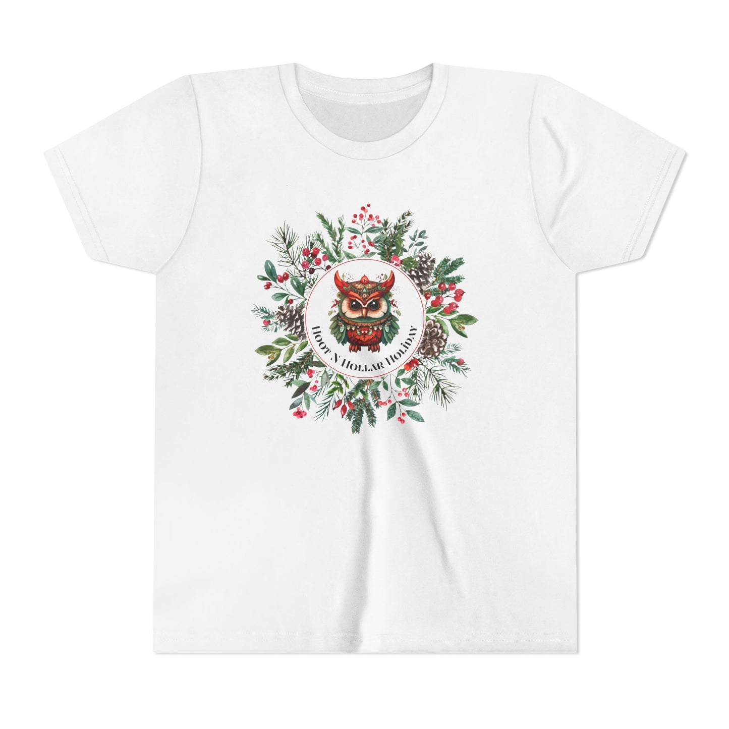 Get Festive with our Hoot N Holler Holiday Youth Short Sleeve Tee - Sustainable & Stylish