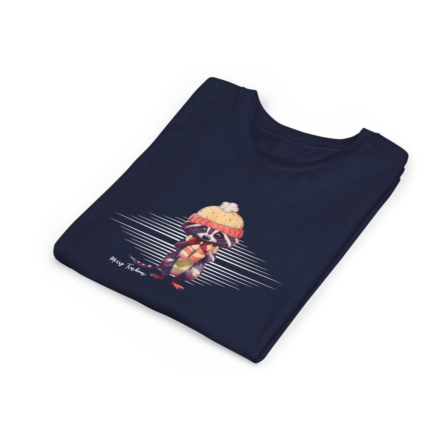 Merry Trashmas Raccoon Youth Short Sleeve Tee - Perfect for Cold Weather!