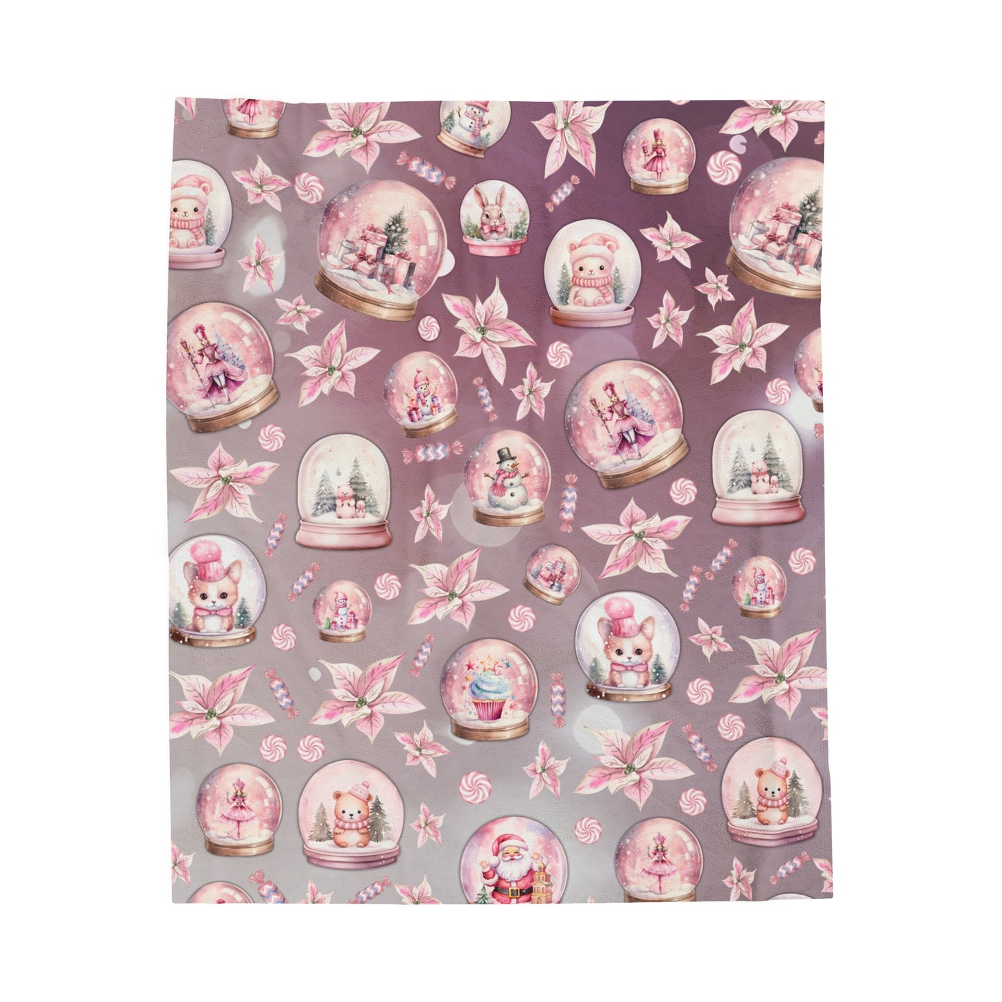 Snuggle up in Style with a Girls Pink Snowglobe Velveteen Plush Blanket | Available in Multiple Sizes | Perfect Gift Idea