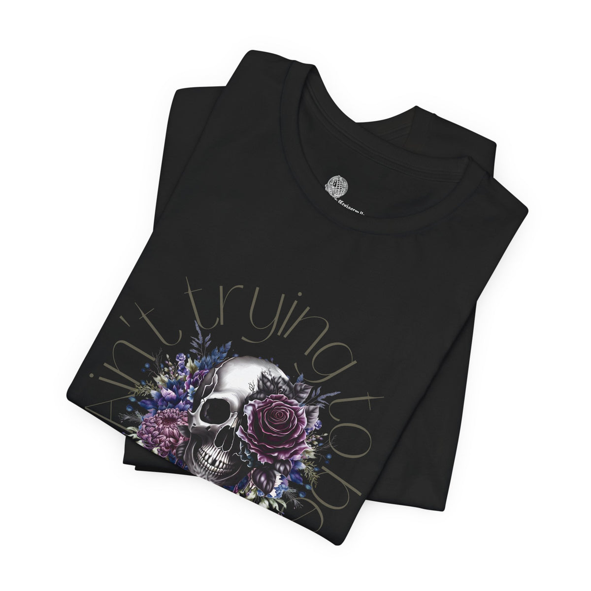 Floral Skull Illustration T-Shirt | Moon Phases Graphic Tee