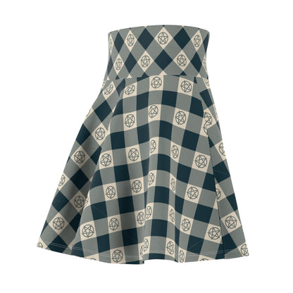 Pentagram Tartan Women's Skater Skirt - Cozy, Versatile and Perfect for Everyday