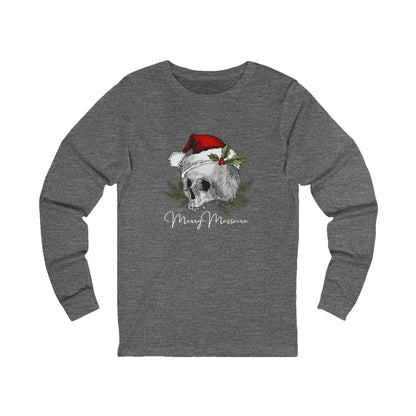 Skull Design Christmas Long Sleeve Tee - Unisex Jersey Tee for Holiday Vibes