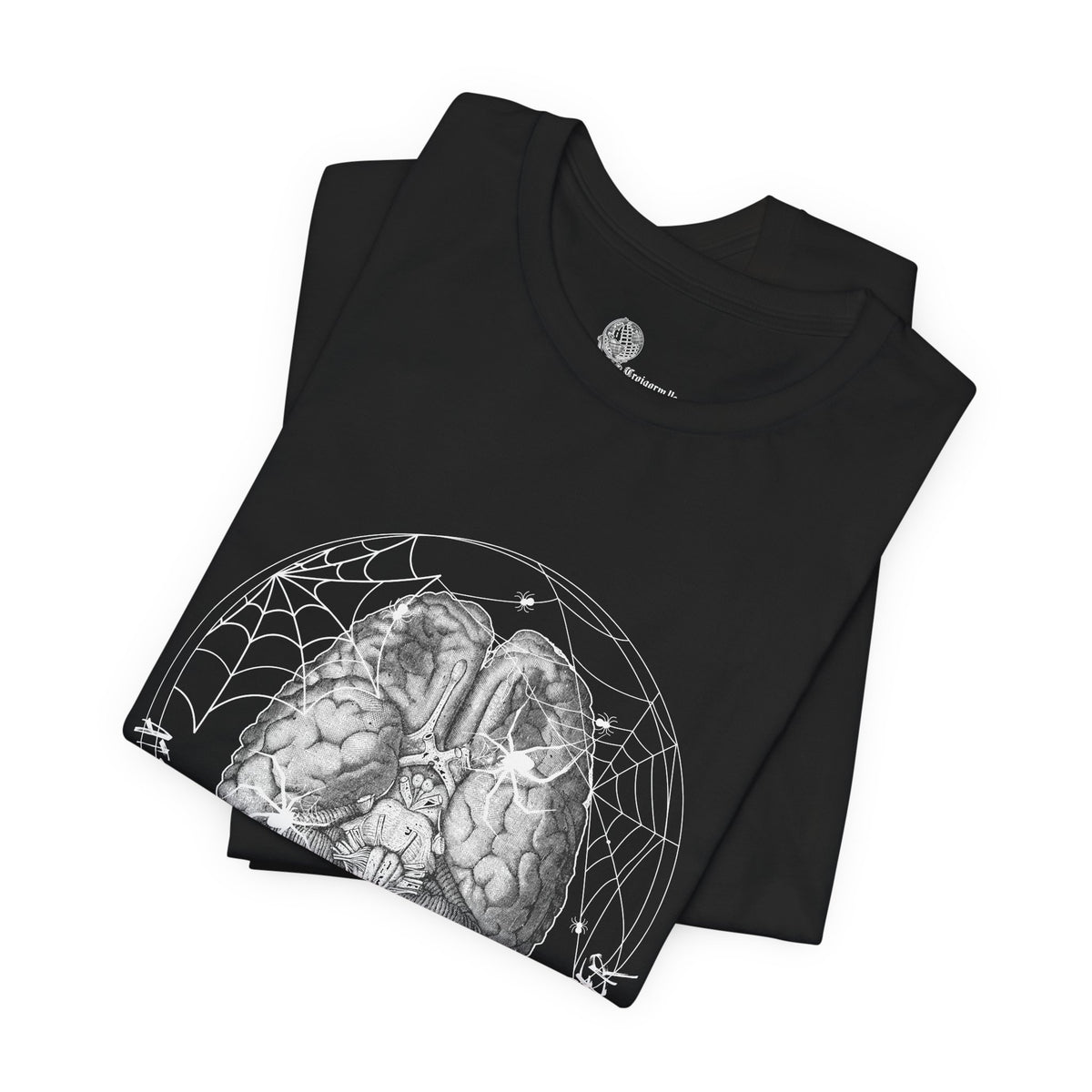Anatomical Brain Illustration T-Shirt | Geometric Circle, Handwritten Script