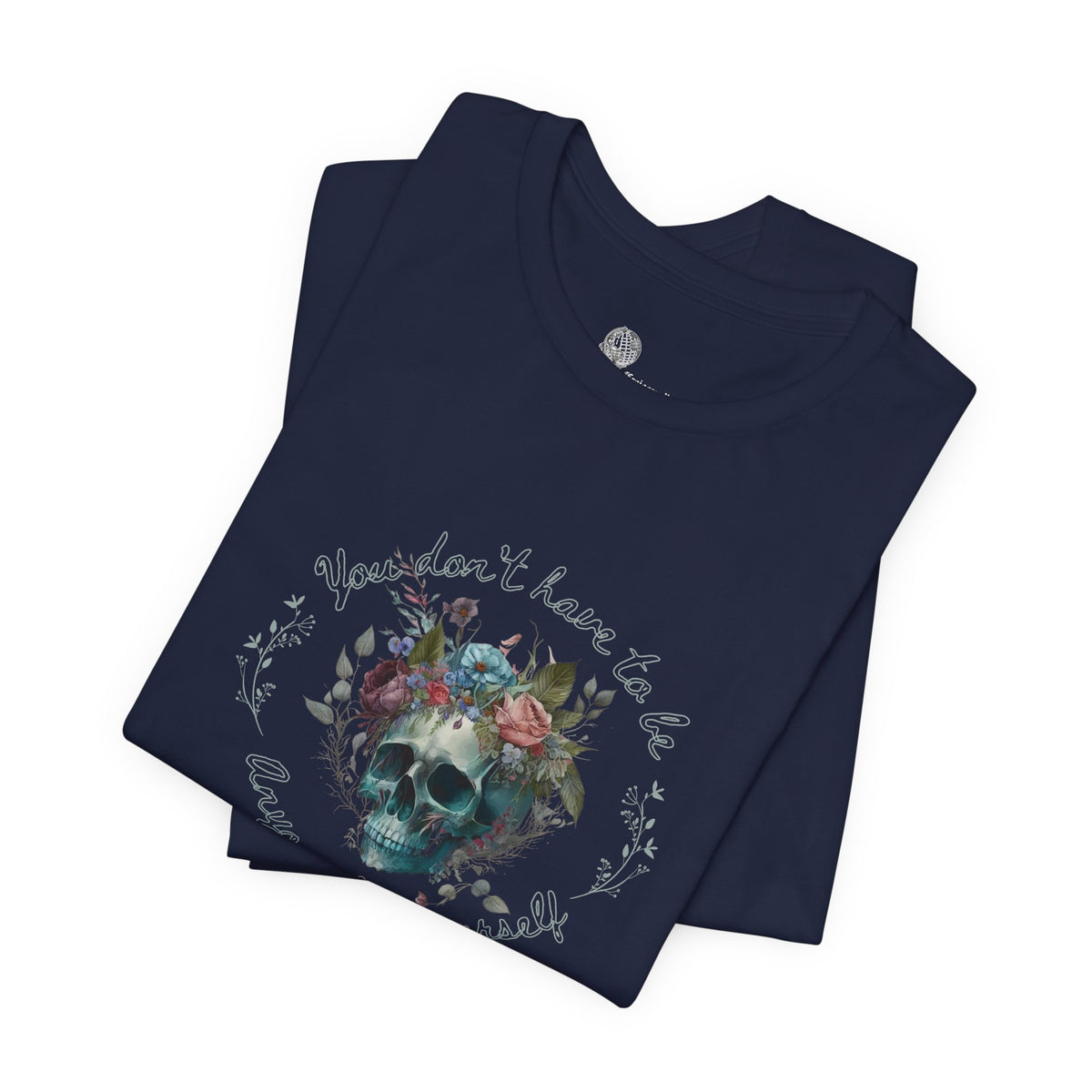 Floral Skull with Script Tee | Skull Flower Crown T-Shirt