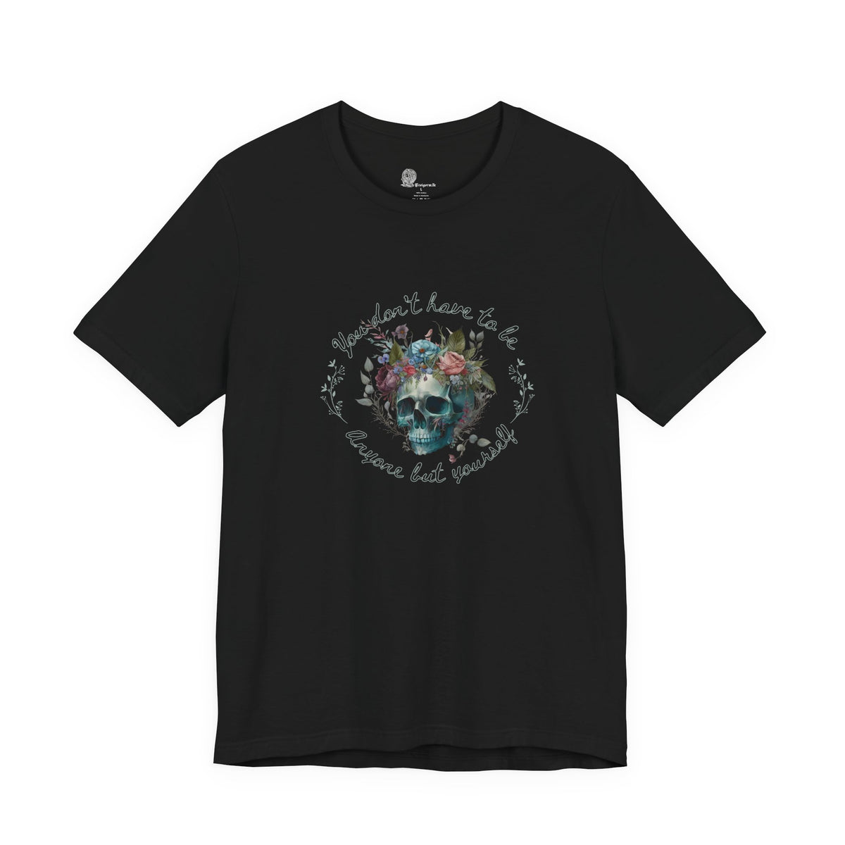 Floral Skull with Script Tee | Skull Flower Crown T-Shirt