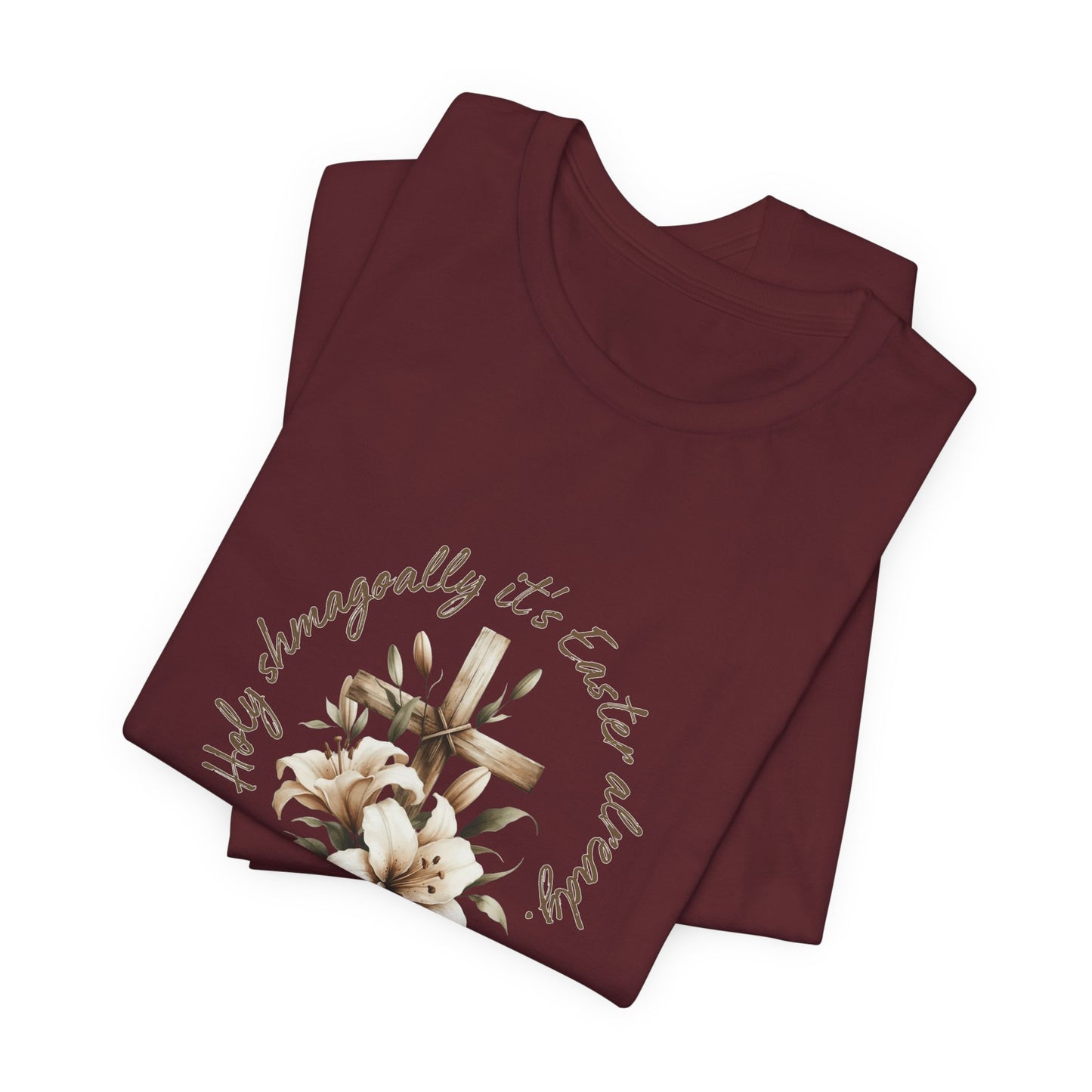 Floral Cross Holly Shmagoally Easter T-Shirt | Unisex Jersey Tee for Active & Leisure Wear