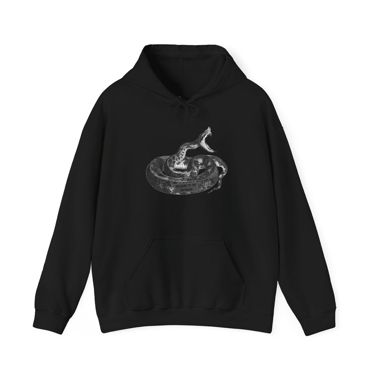 Coiled Rattlesnake Hoodie | Snake Illustration, Vintage Black Ink