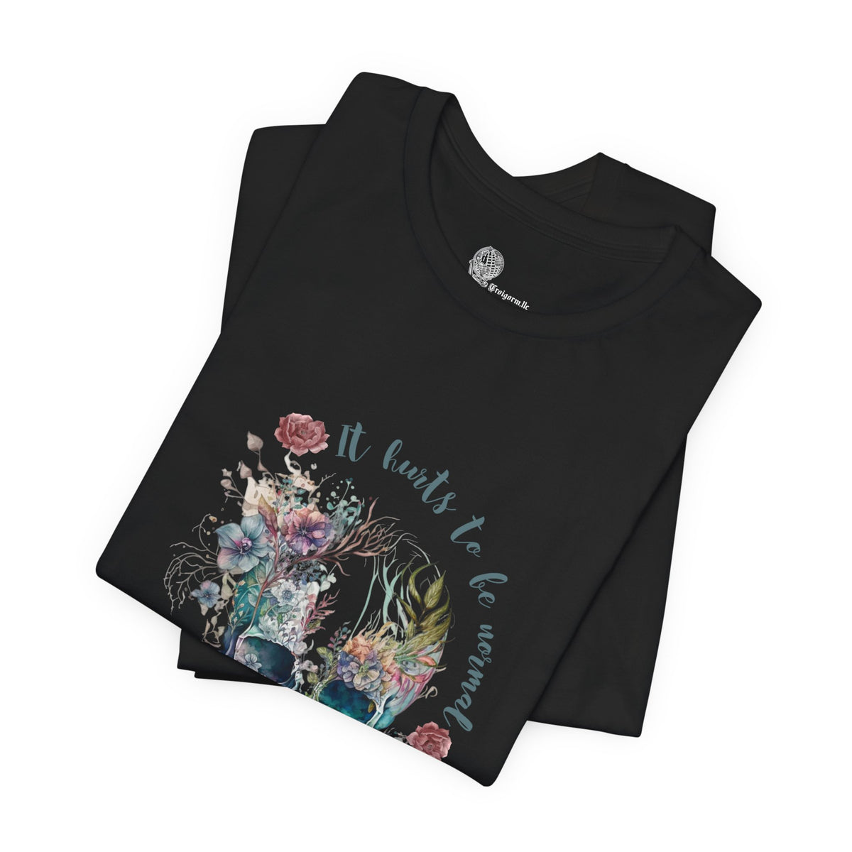 Skull with Flowers Tee | It Wants to Be Strong, Floral Watercolor Skull