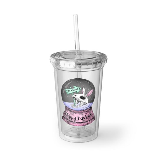 Easter Snowglobe Skeleton Bunny Acrylic Cup - Suave Style for On-the-Go Beverages