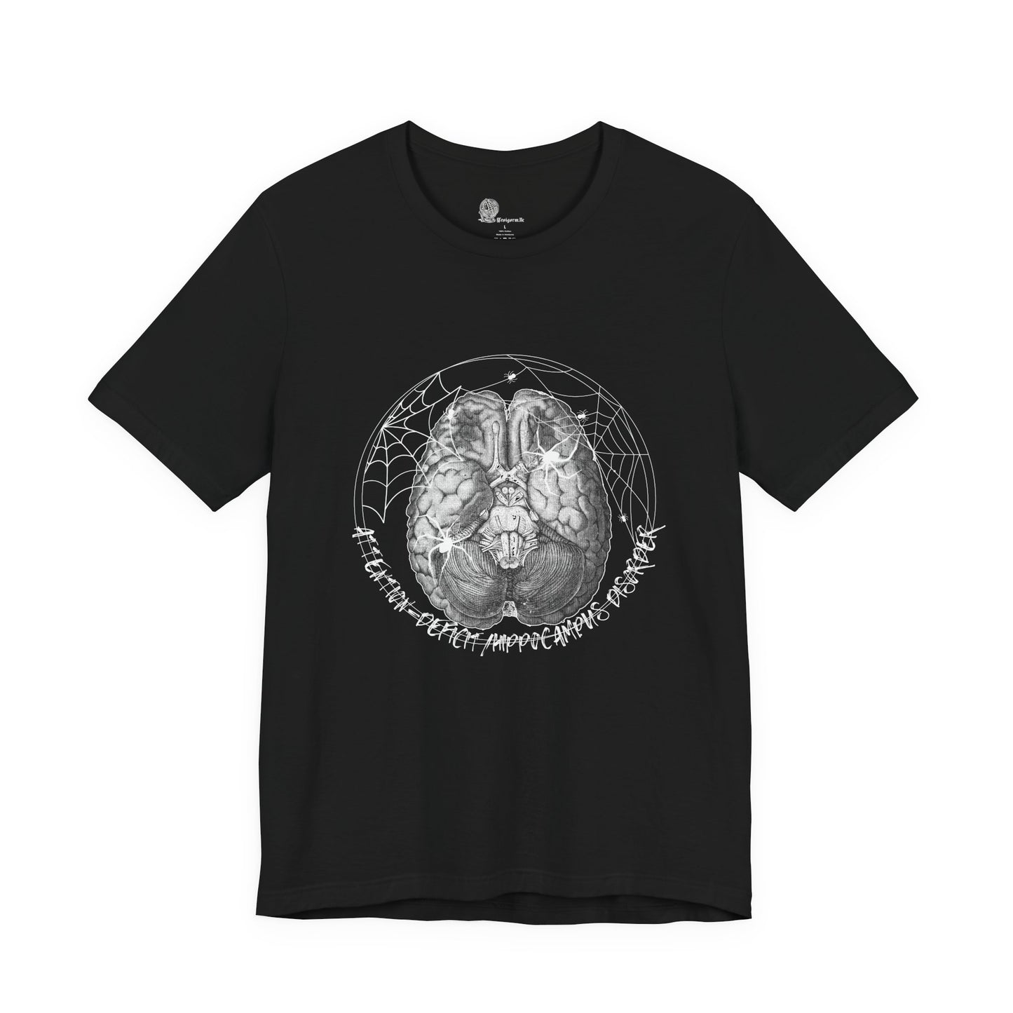 Anatomical Brain Illustration T-Shirt | Geometric Circle, Handwritten Script