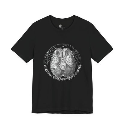 Anatomical Brain Illustration T-Shirt | Geometric Circle, Handwritten Script