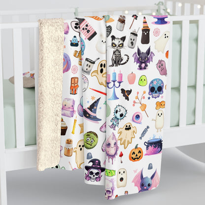 Sherpa Fleece Blanket with Plush Backside - Stay warm with the Pastel Gothic Ghost Girl