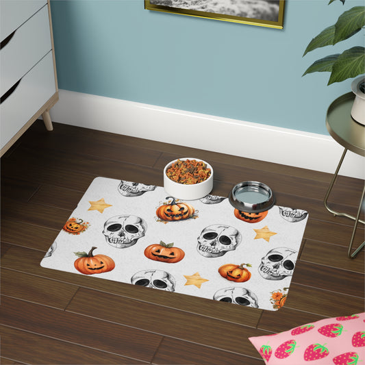 Skull Pet Food Mat (12x- Stylish and Practical Non-Slip Mat for Pups and Kitties