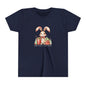 Festive Christmas Bunny Youth T-Shirt with Presents