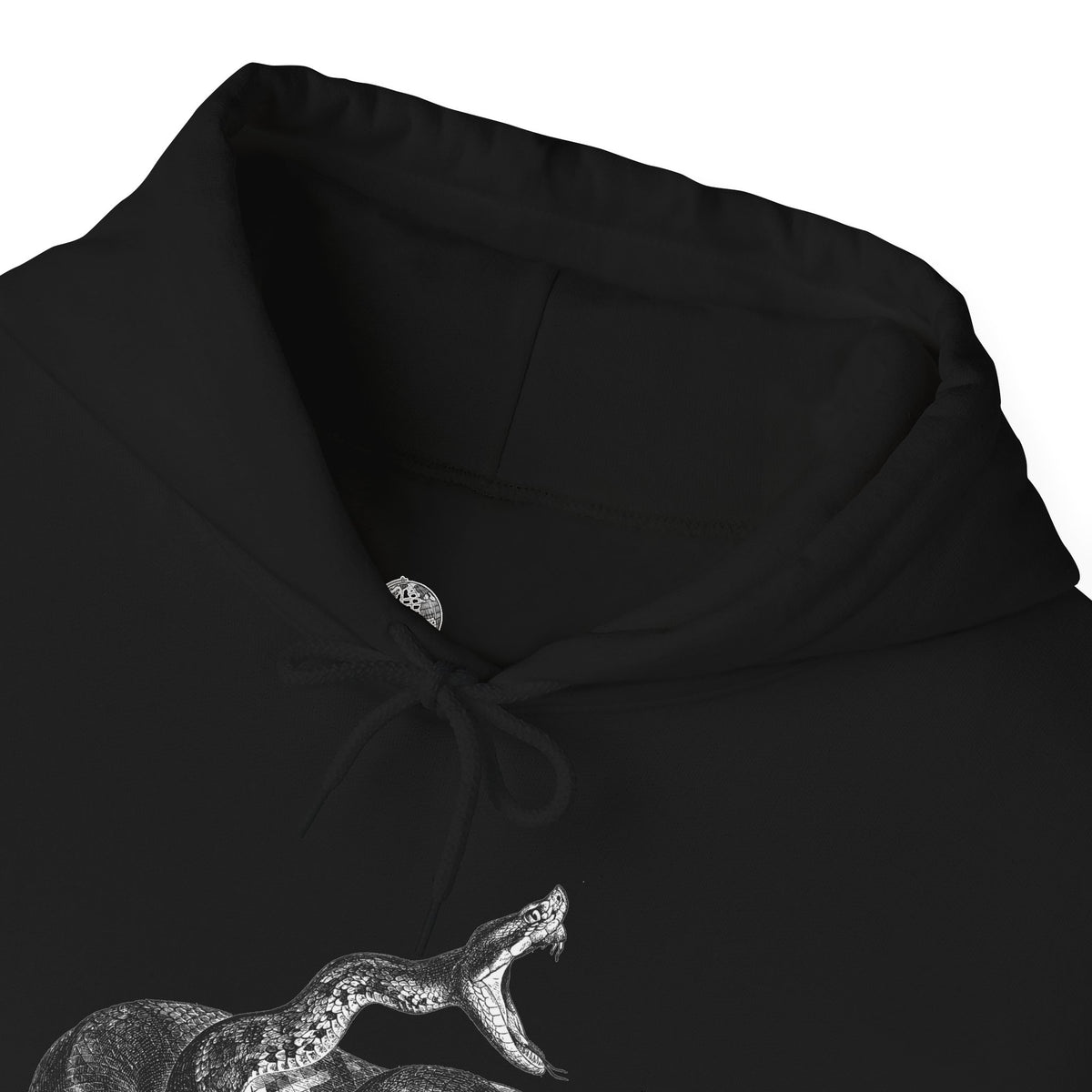Coiled Rattlesnake Hoodie | Snake Illustration, Vintage Black Ink